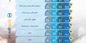 حالة الطقس:أمطار رعدية ورياح مثيرة للأتربة على عدة مناطق.. والأرصاد تنبه من تقلبات جوية اليوم