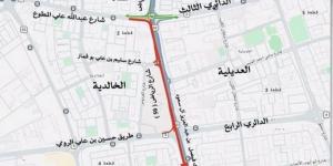 إغلاق حارتين على طريق الملك فيصل بن عبدالعزيز حتى 11 أغسطس المقبل