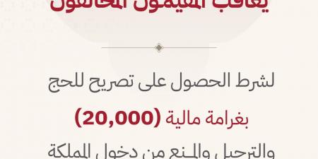 الداخلية: غرامة 20 ألف ريال وترحيل ومنع 10 سنوات لمخالفي شرط تصريح الحج