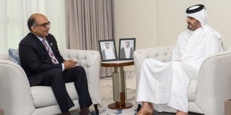سعادة الشيخ جوعان بن حمد آل ثاني رئيس اللجنة الأولمبية القطرية يلتقي مع السفير الهندي