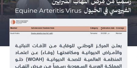 المملكة تعلن خلوها من التهاب الشرايين الفيروسي في الخيول
