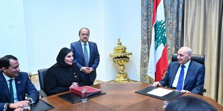 رئيس مجلس النواب اللبناني يجتمع مع وفد وزاري مشترك من قطر وبريطانيا وفرنسا
