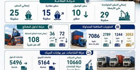 انتظام حركتي التداول والملاحة بالهيئة العامة لميناء الإسكندرية