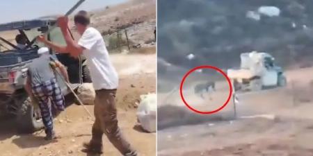 بالفيديو| اعتداء وحشي من مستوطن على مسن فلسطيني مبتور الساق