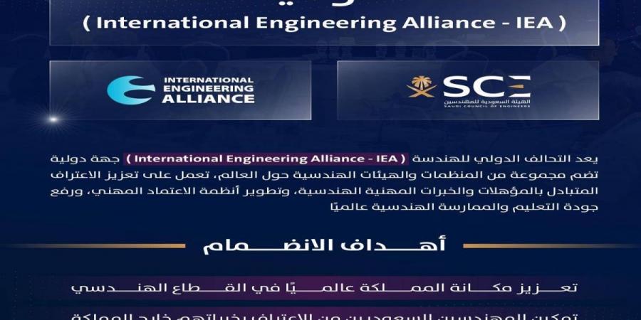 الهيئة السعودية للمهندسين تنضم للتحالف الدولي للهندسة