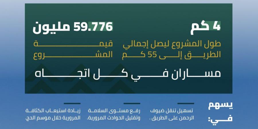 استكمال ازدواج طريق المخواة – المجاردة في الباحة لتعزيز السلامة وخدمة ضيوف الرحمن