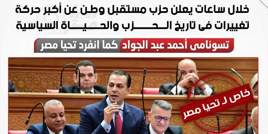 خاص
      لـ
      تحيا
      مصر..
      حزب
      مستقبل
      وطن
      يعلن
      خلال
      ساعات
      عن
      أكبر
      حركة
      تغييرات
      فى
      تاريخ
      الحزب
      والحياة
      السياسية