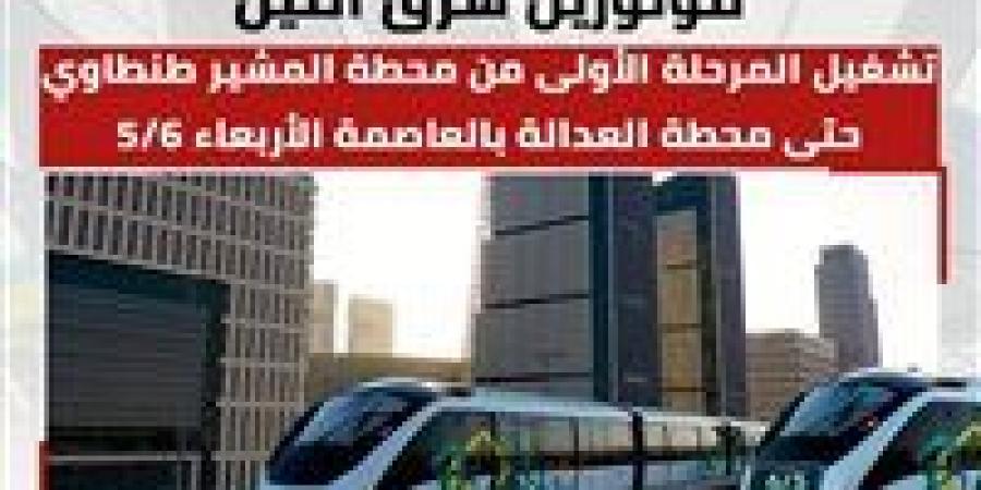 النقل تعلن تشغيل المرحلة الأولى من مونوريل شرق النيل بعد غد الأربعاء