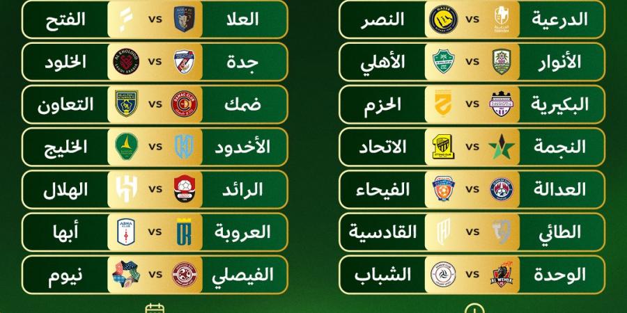 قرعة دور الـ32 لكأس خادم الحرمين الشريفين 2026-2027 تشعل المنافسة بمواجهات قوية